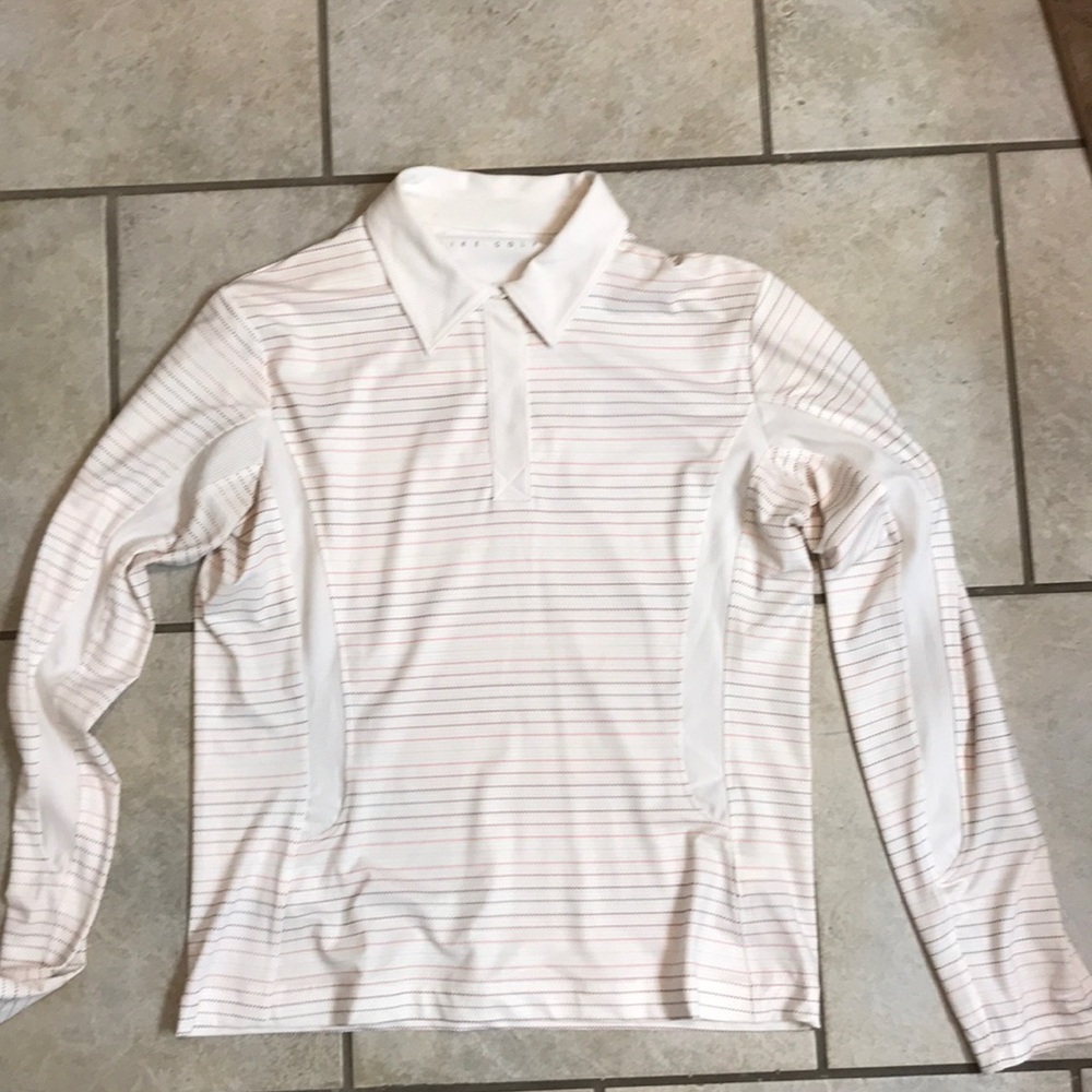 Nike size M golf top. EUC. White w/tiny stripes.